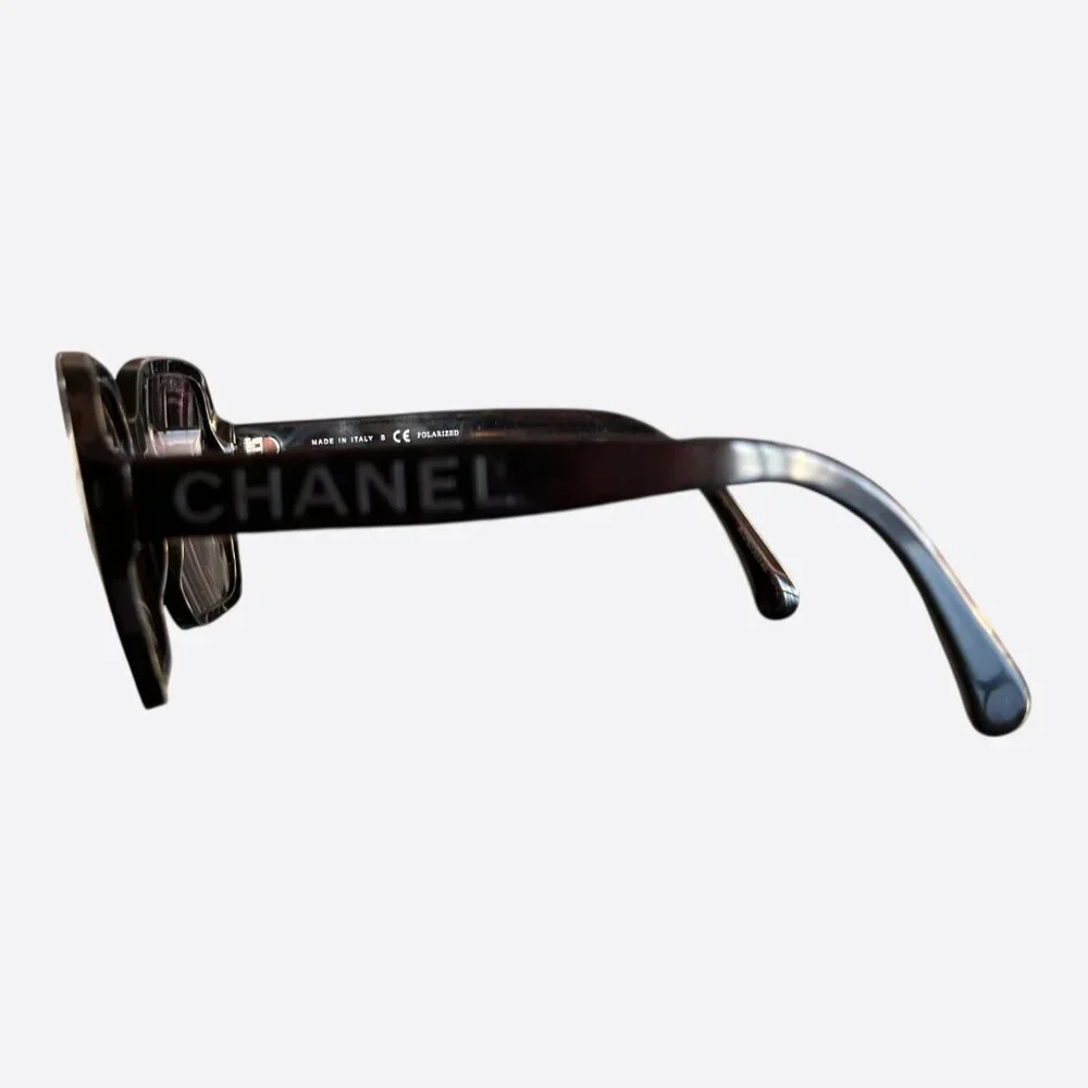 Chanel Black Logo Square Sunglasses - Picture 3 of 5